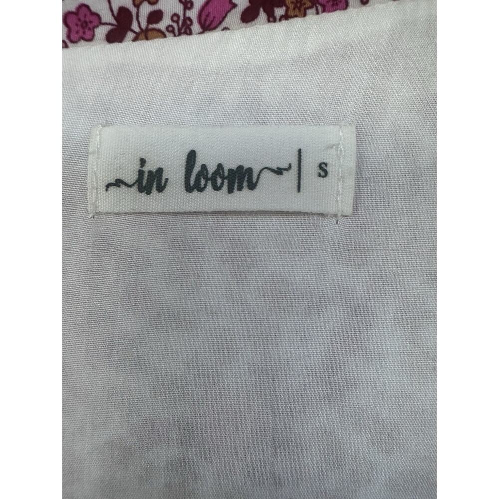 In Loom Floral Border Print Button Front Midi Dress Sz S Feminine Cottagecore - Picture 12 of 14